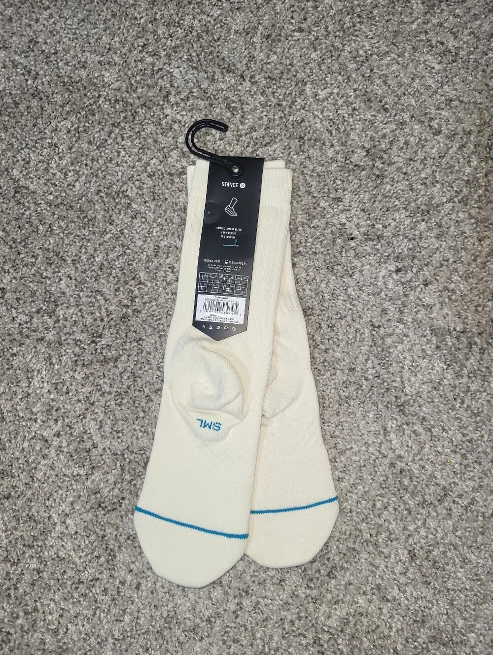 Stance Small Casual Crew Socks Love Crew Off White Womens 5-7.5 Mens 3-5.5 Youth